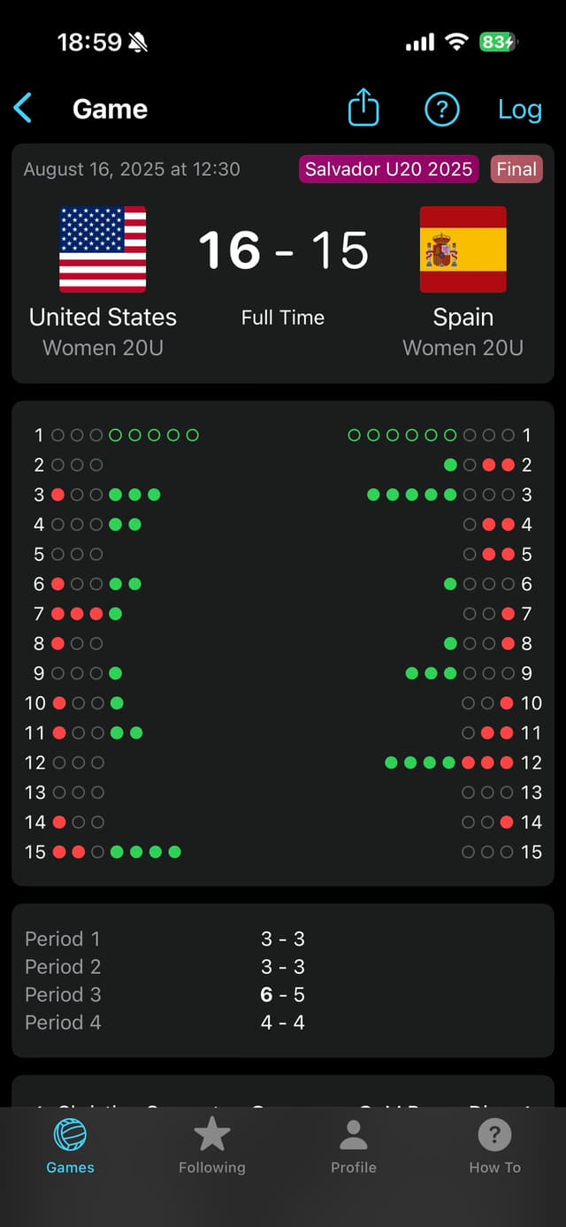 Water Polo App - Live Game Screen